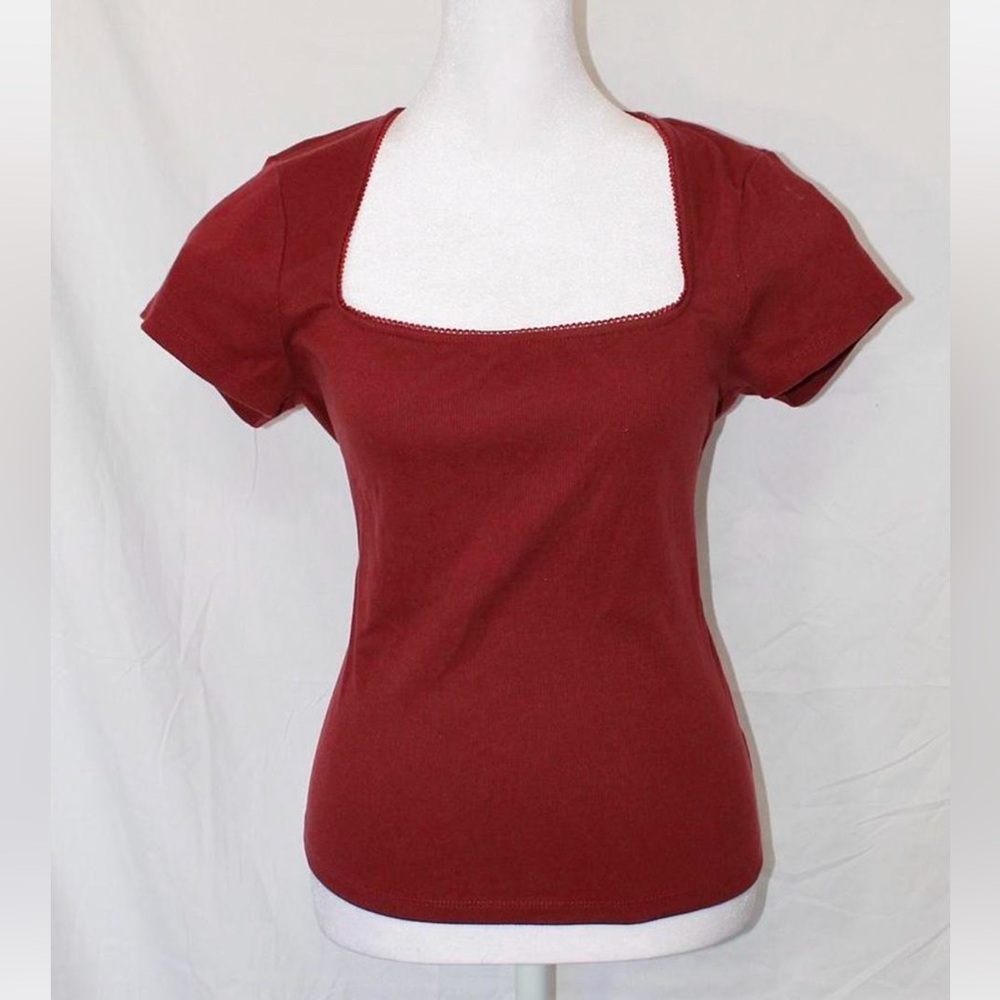 Old Navy Square Neck Short Sleeve Top - Burgundy